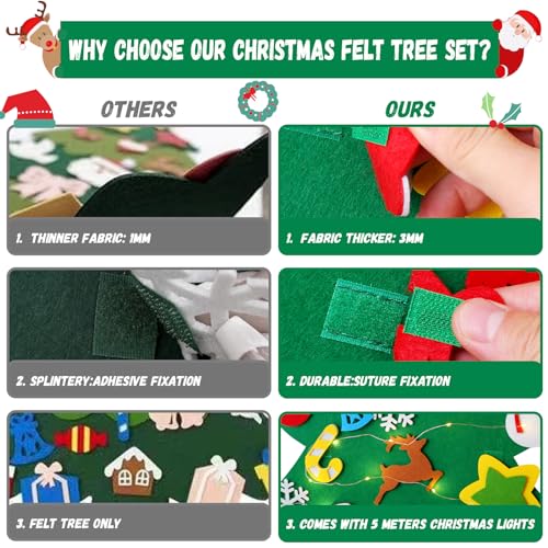 Felt Christmas Tree with 34 Ornaments and String Light R784733