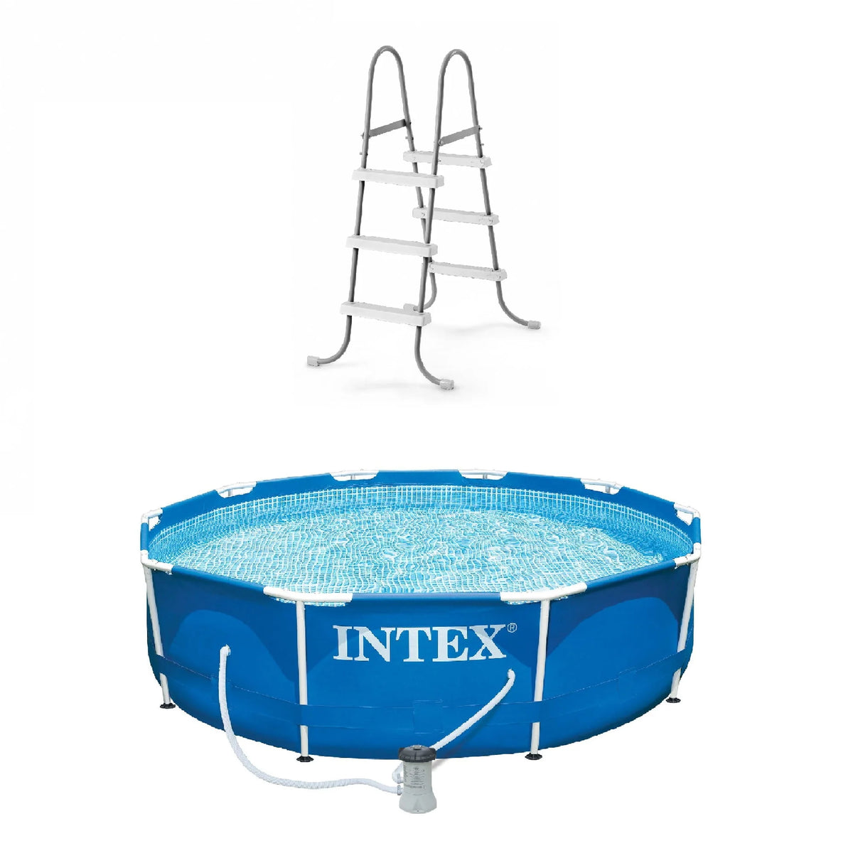 Above-Ground Pool Ladder with 10 x 2.5-Foot Pool Set with Filter Pump P150