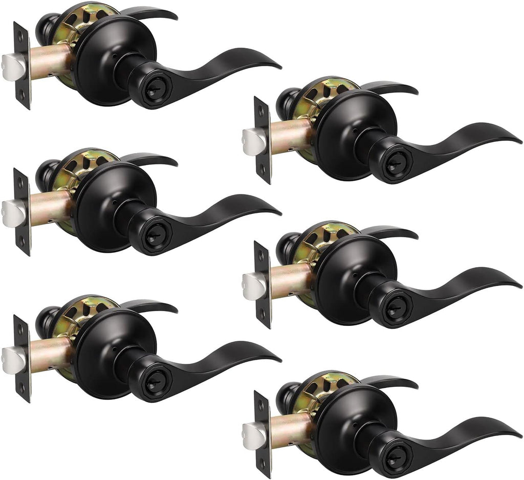 10 Pack Matte Black Passage Door Lever Sets R724856