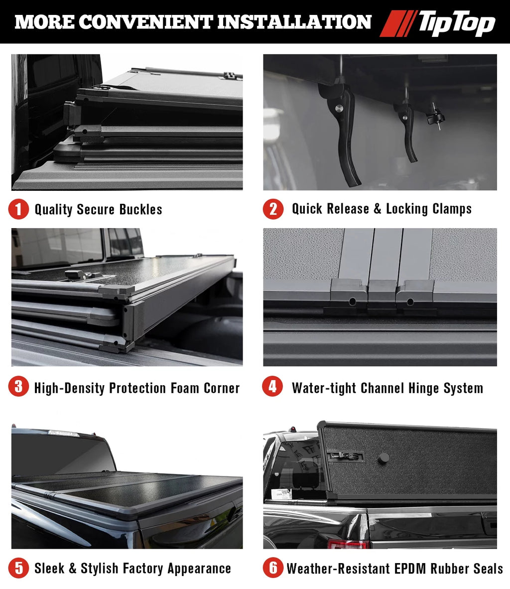 Tri-Fold Hard Tonneau Cover Truck Bed FRP 6.6ft Bed P652