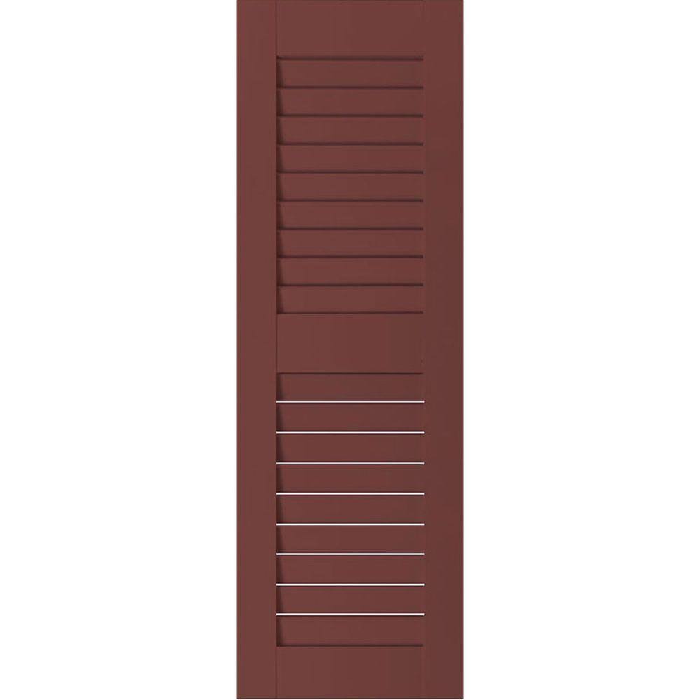 12 in. x 43 in. Real Wood Louvered Shutters Pair F6692