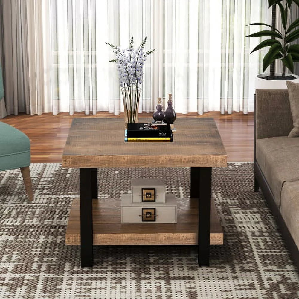 Rustic Natural Coffee Table with Storage Shelf I585