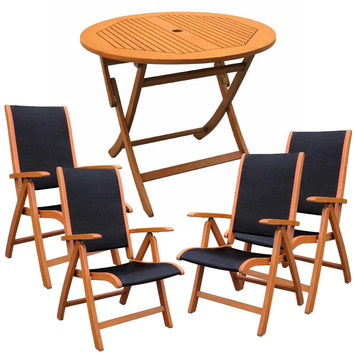 Balau Wood 5 Piece Patio Dining Set W10689