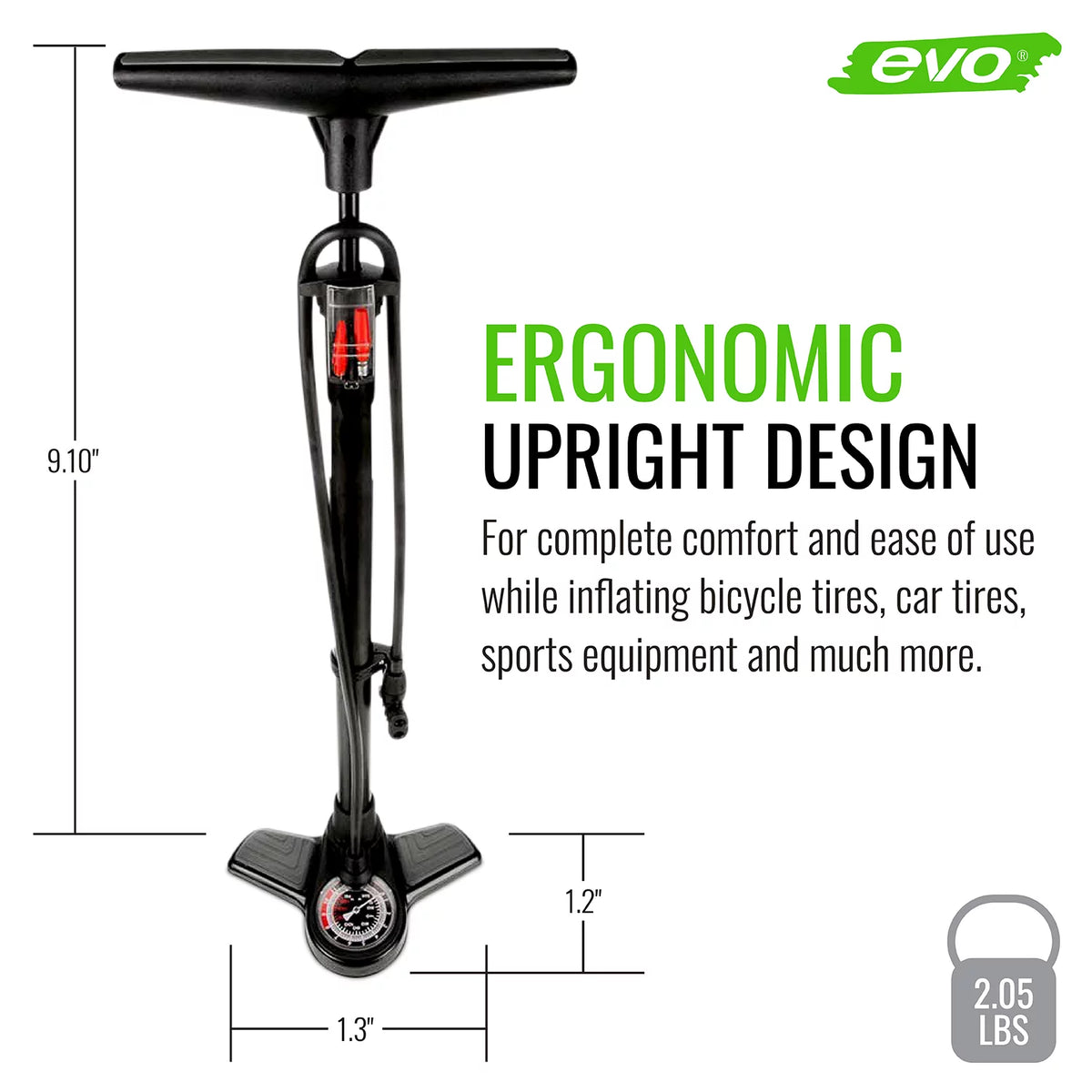 Black 160psi Floor Pump O5808