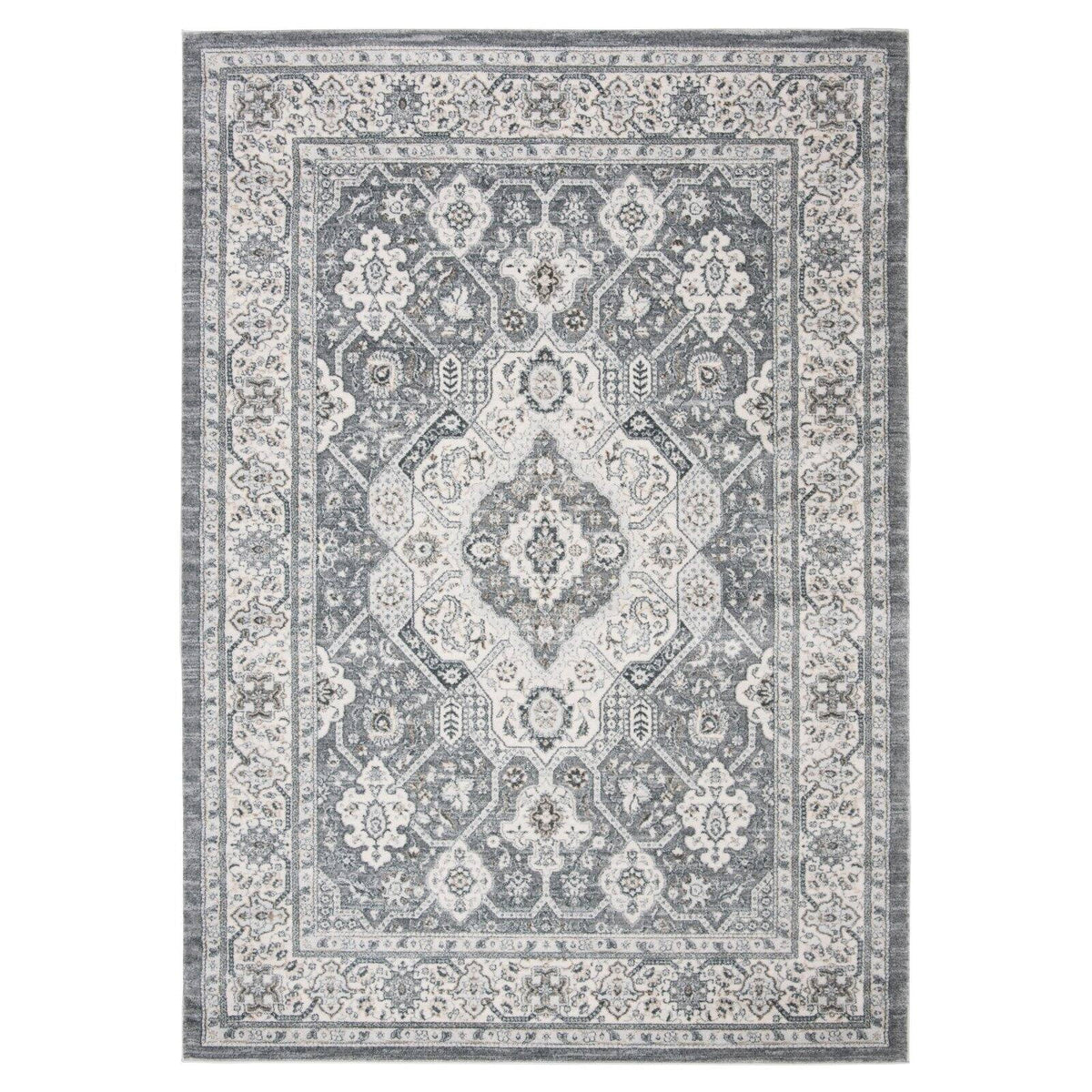 Grey Cream 9' x 12' Oriental Rug E861