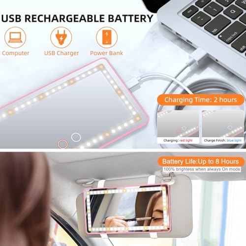 Black Rechargeable LED Car Sun Visor Vanity Mirror C964