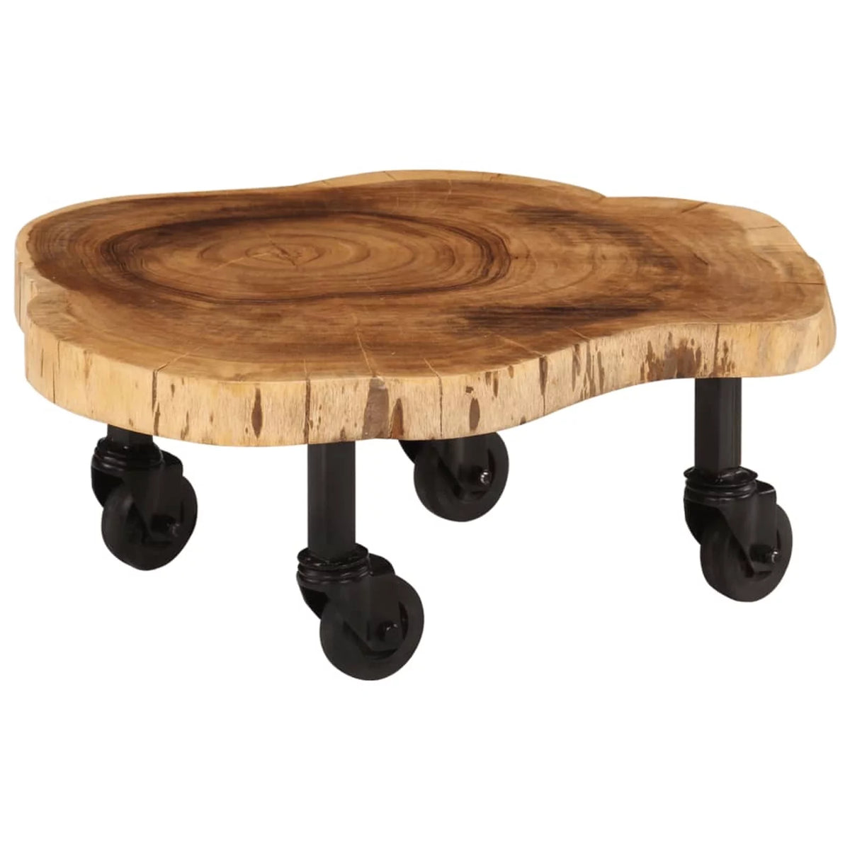 Wooden Coffee Table with Wheels Acacia Wood 23.6 x 21.7 x 9.8 Inches V810541