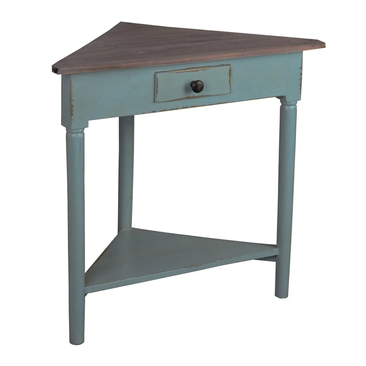 Distressed Beach Blue Corner Table A759009