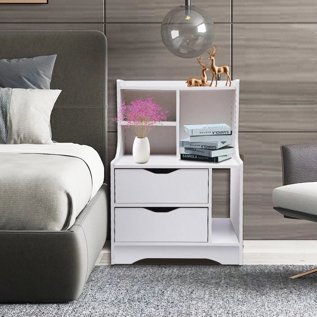 White 2 Drawer Bedside Table D282