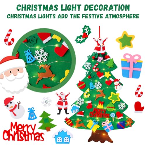Felt Christmas Tree with 34 Ornaments and String Light R784733