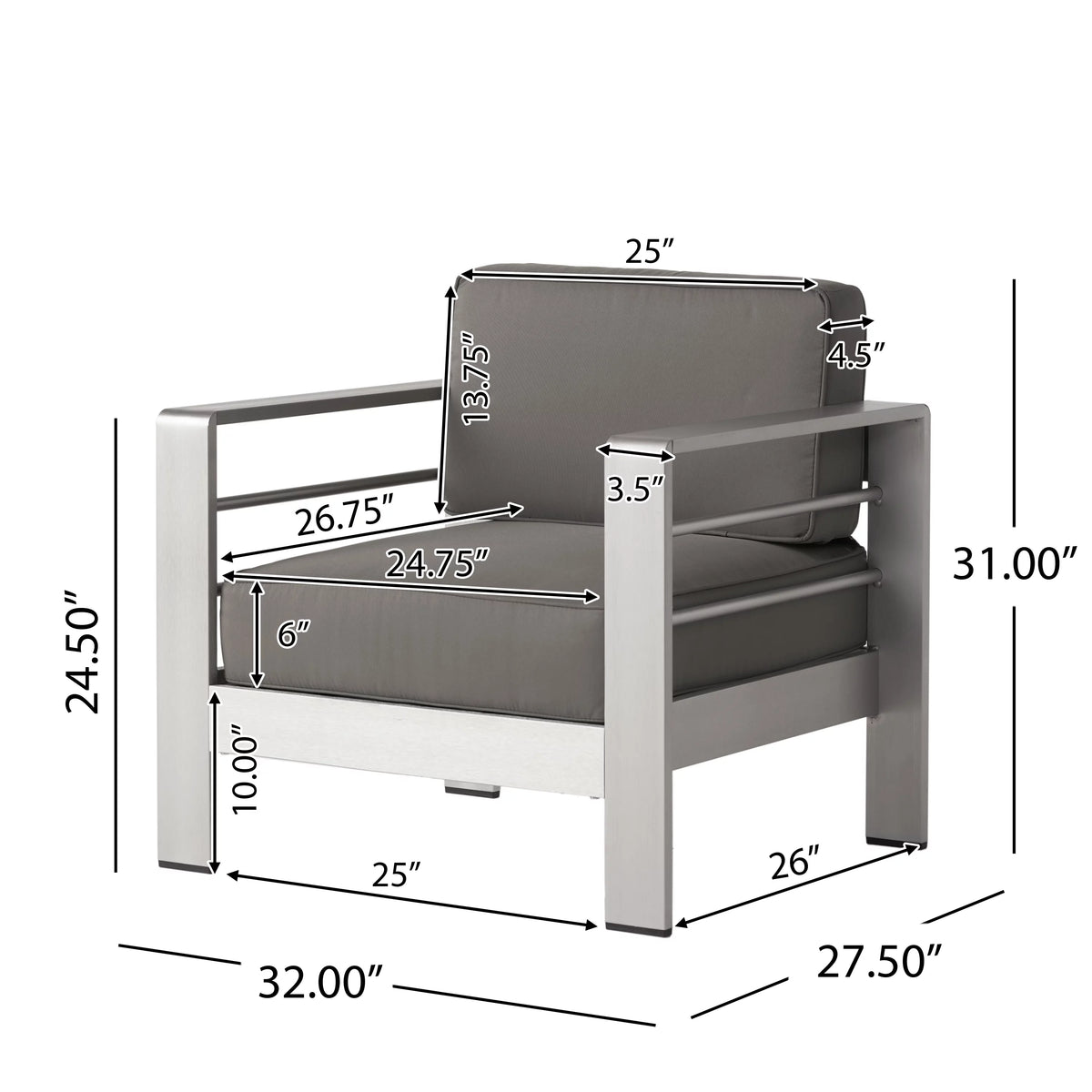 4 Seater Aluminum Chat Set with Side Table S64431