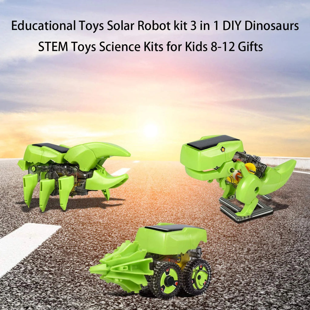 STEM Robots Building Educational Toys Science Kit 3 in 1 Solar Dinosaur Desk Robot with Manual Instructions and Piler N332035