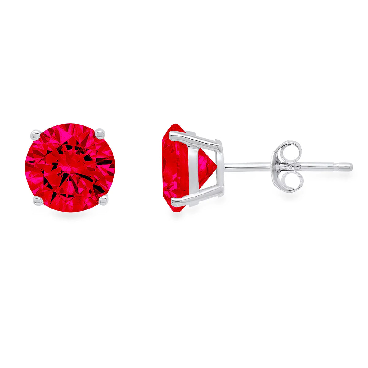 0.2 ct Round Cut Red Simulated Ruby 18k White Gold Stud Earrings N3989
