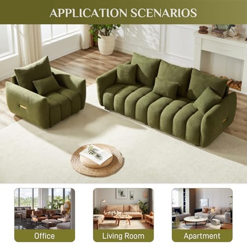 Black 2 Piece Teddy Boucle Sofa and Single Sofa Chair Set I98136