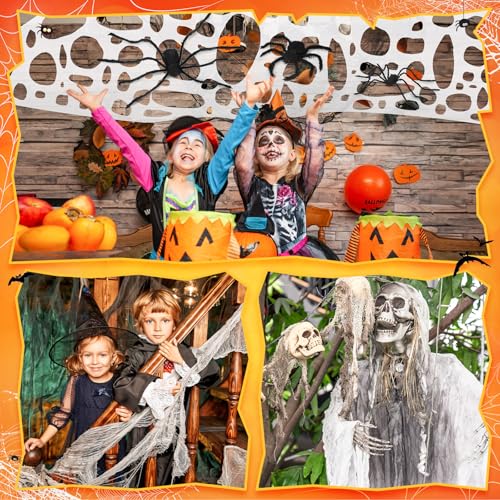 8 Pcs Giant Spider with Stretchy Netting Spiderweb Set G361