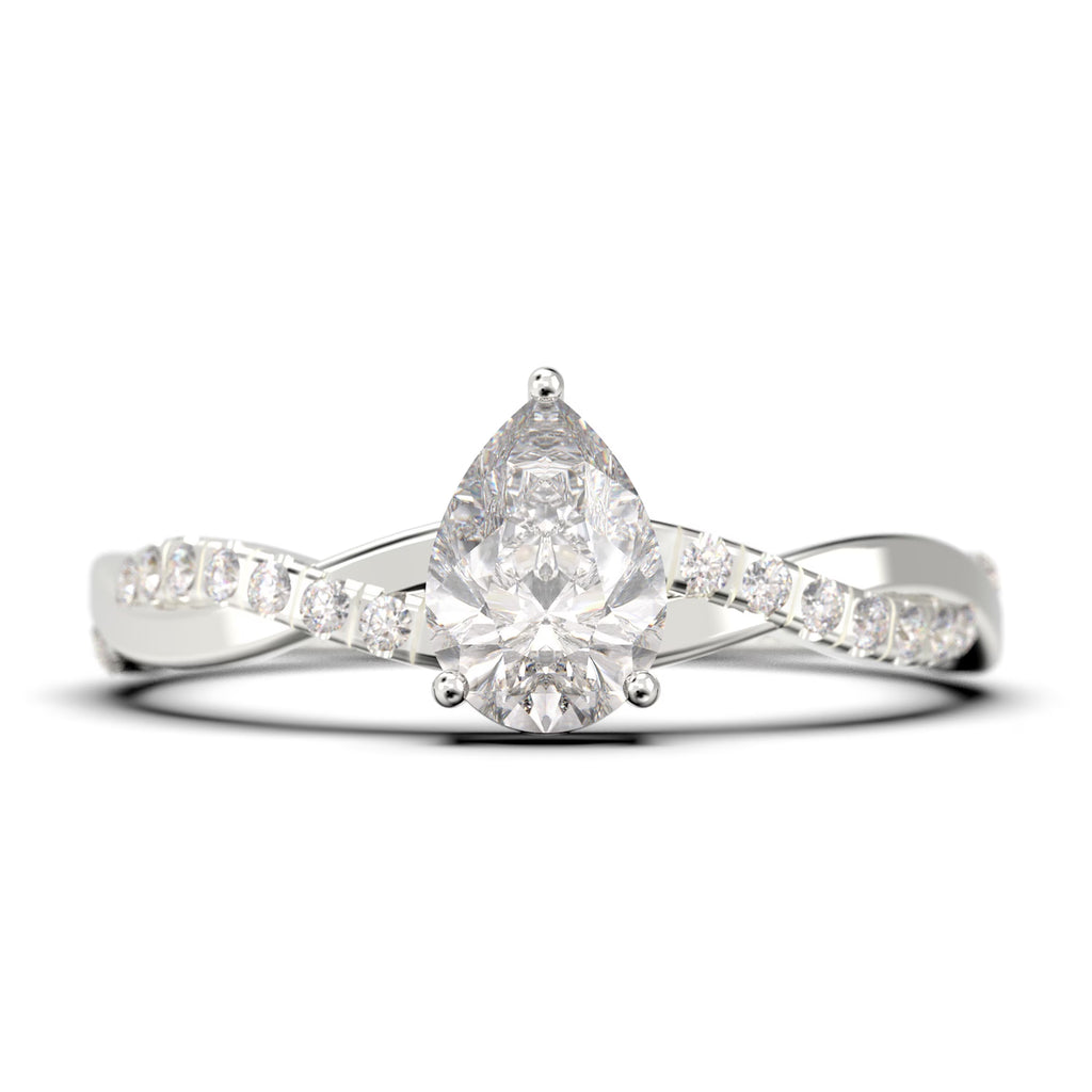1.25 Carat Pear Cut Moissanite Engagement Ring in 925 Sterling Silver With 18k White Gold Plating Z756249