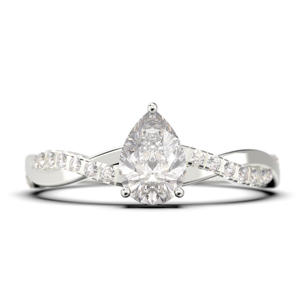 1.25 Carat Pear Cut Moissanite Engagement Ring in 925 Sterling Silver With 18k White Gold Plating Z756249