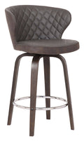 Brown Faux Leather Swivel Bar Stool Z354358