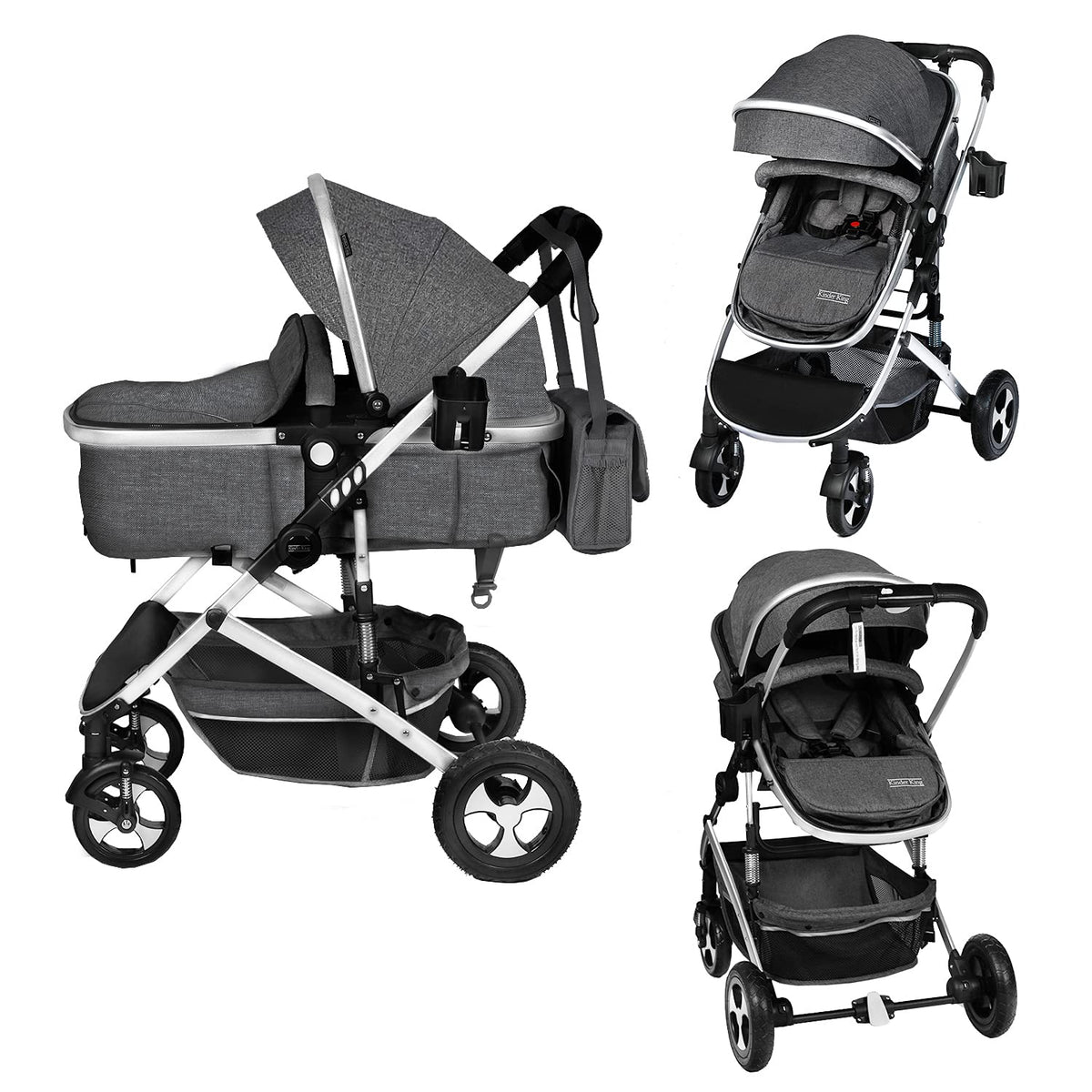 2 in 1 Convertible Baby Stroller, Dark Grey R93317