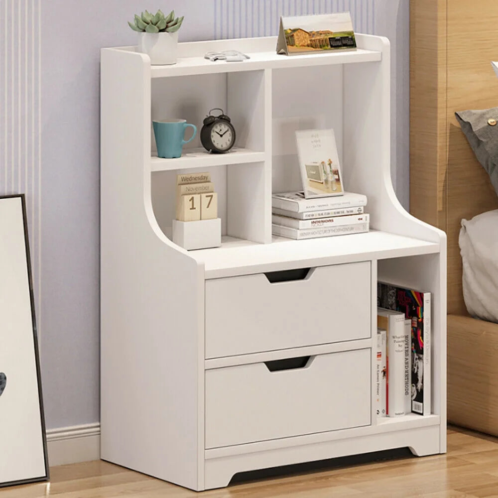 White 2 Drawer Bedside Table D282