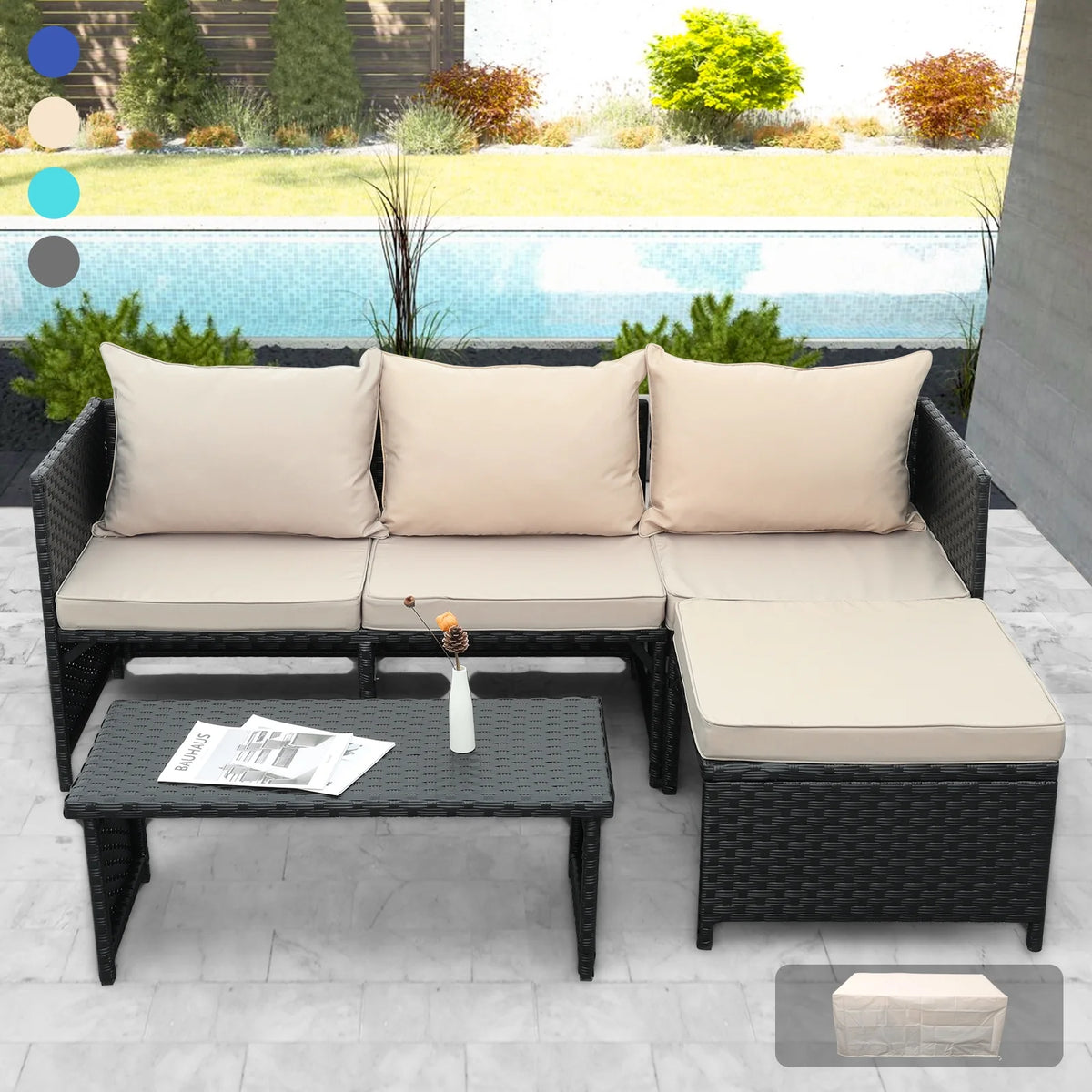 3 Pieces Patio Conversation Set with Coffee Table U22533