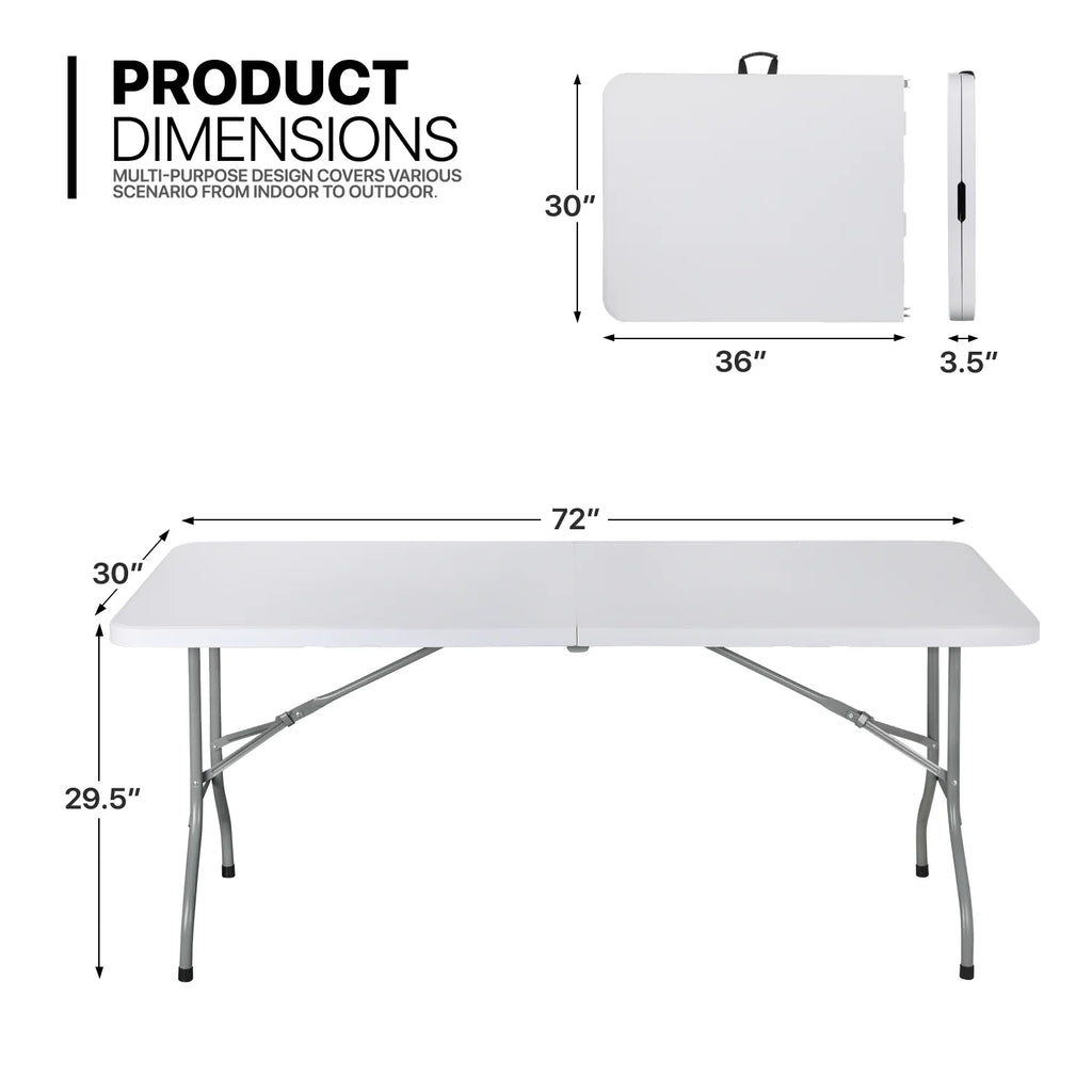 11 Pieces 6 Ft White Foldable Plastic Card Table and 10 Red Chair Set C755