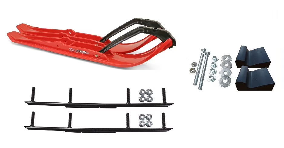 Red XPT Snowmobile Skis with 6" Round Bars Complete Kit C744627