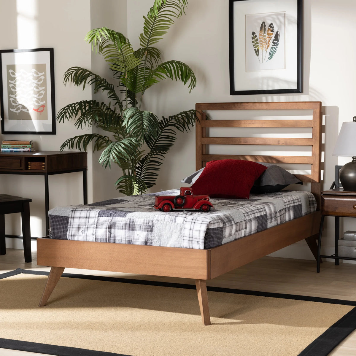 Twin Ash Walnut Platform Bed T511
