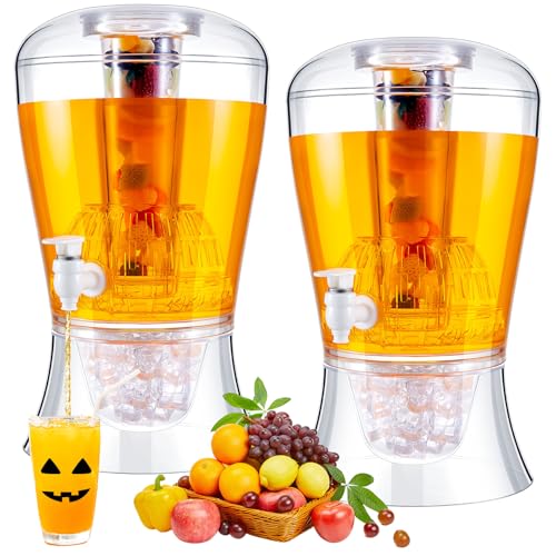 2 Pieces 6.8 L Acrylic Beverage Dispenser with Ice Core and Spigot U961625