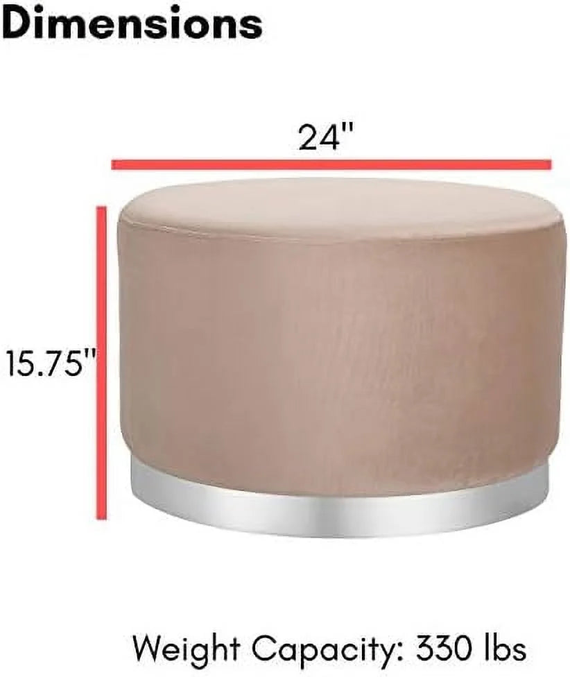 Round Grey Velvet Ottoman Foot Stool Z137452