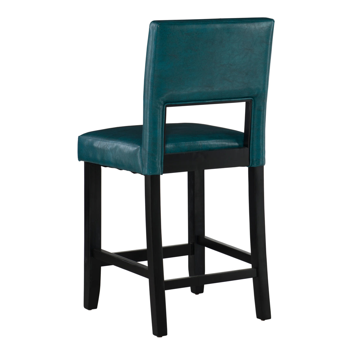 24" Wood Counter Stool, Aegean Blue Faux Leather G893