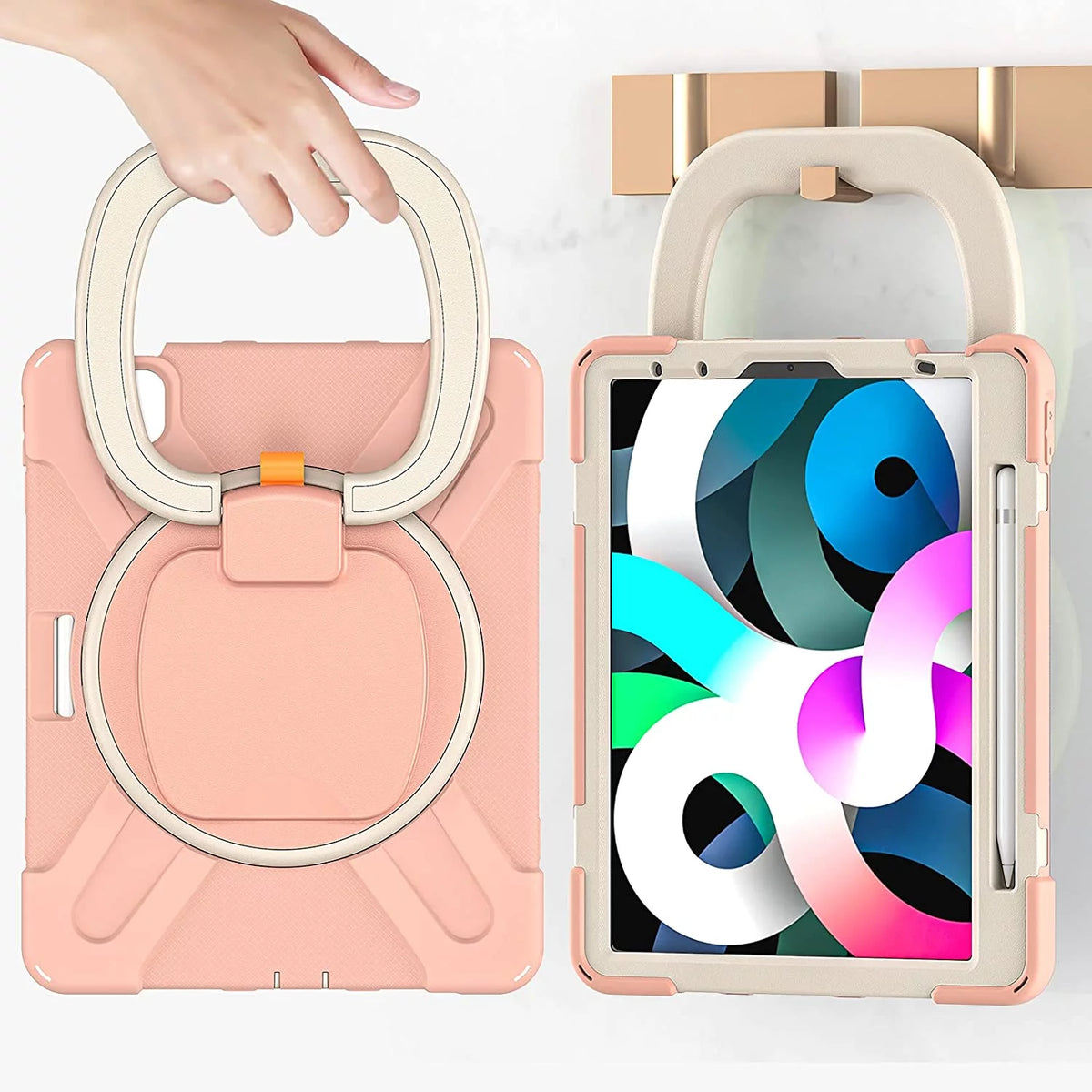 iPad Case with Rotatable Stand Shoulder Strap Pencil Holder Shockproof Silicone I924574