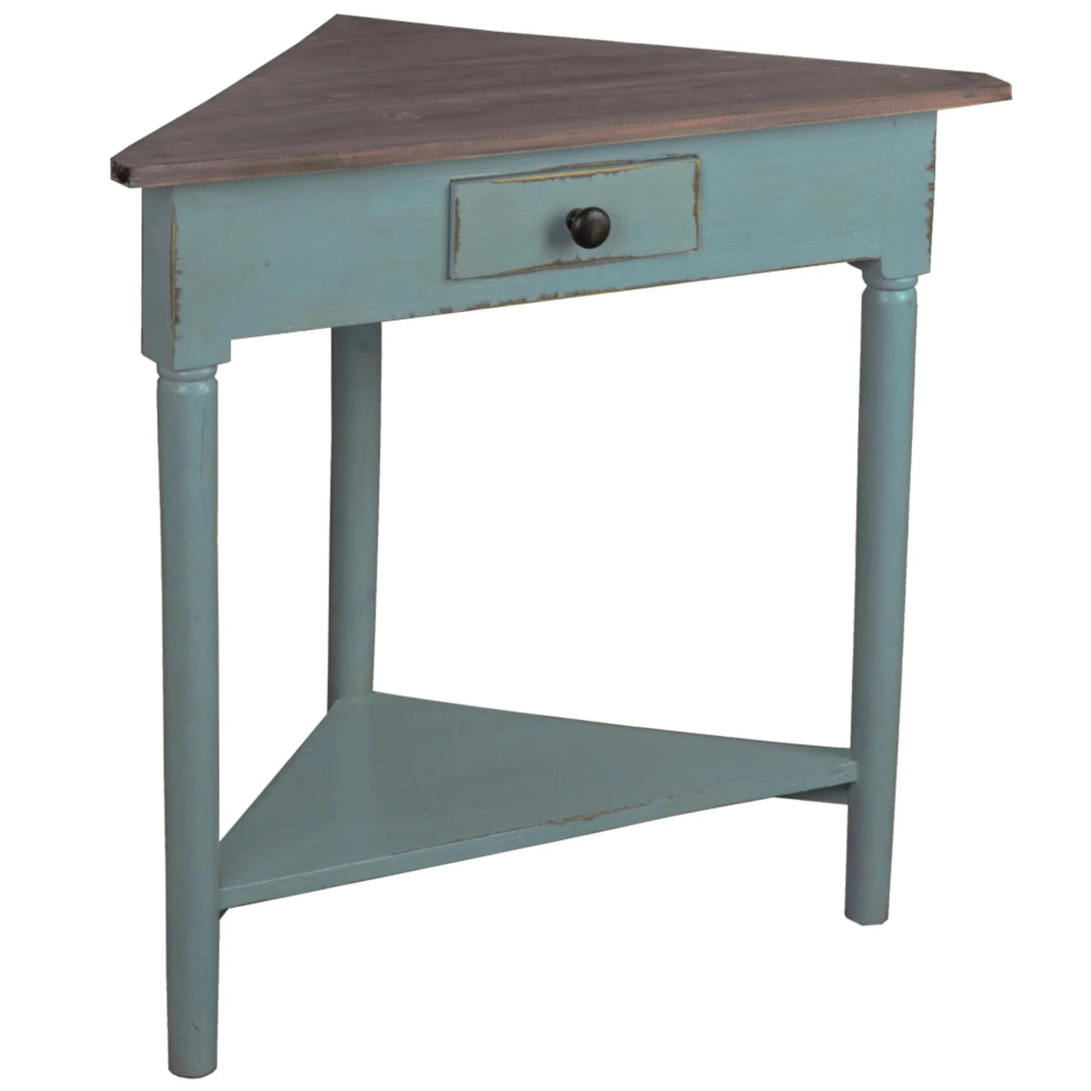 Distressed Beach Blue Corner Table A759009