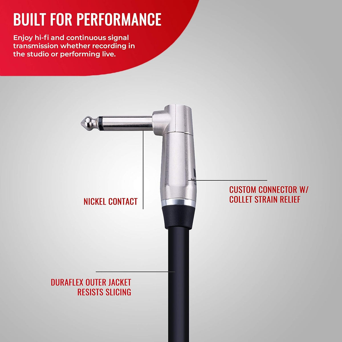 1/4 Inch to Faston Speaker Cable, 12 feet H7806
