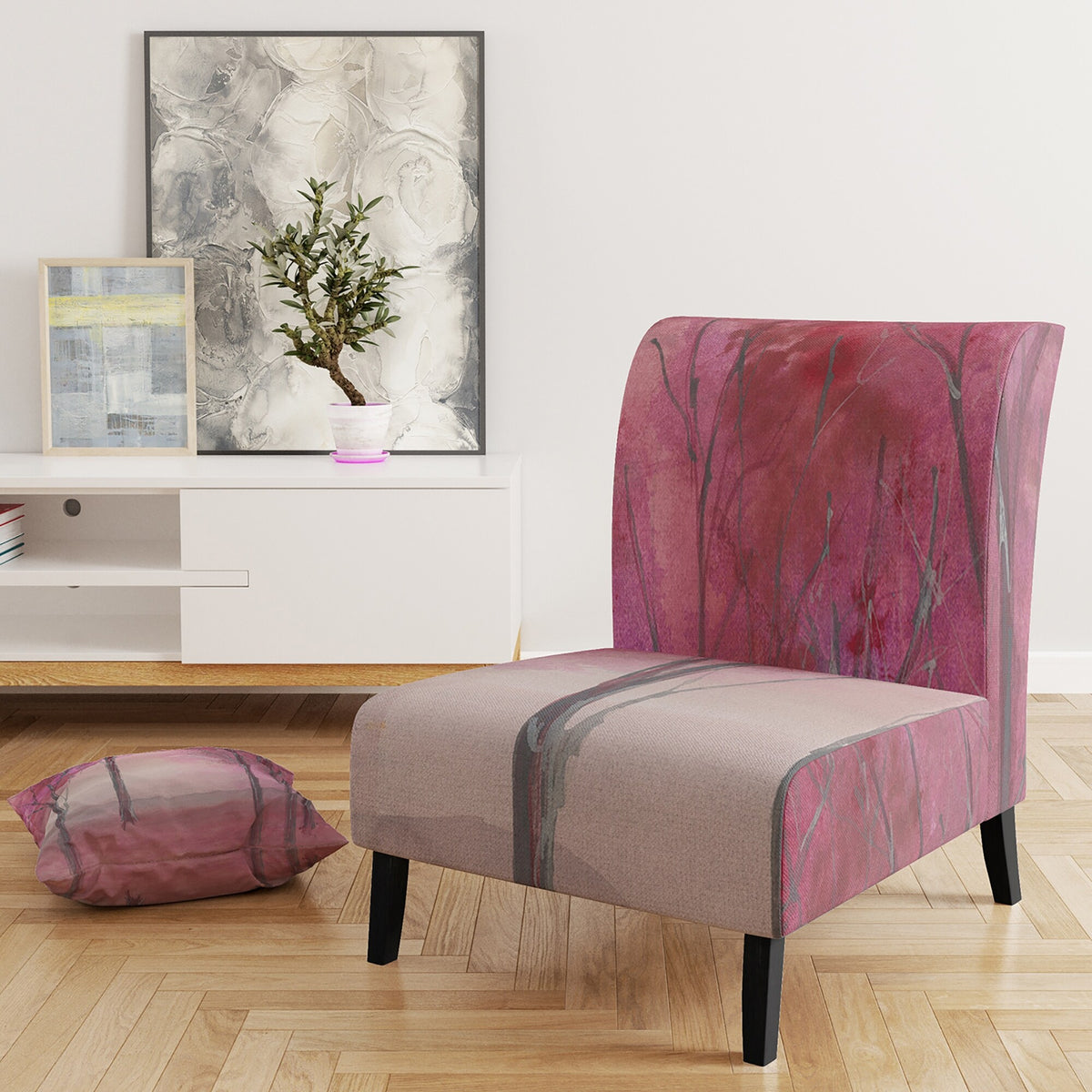 Pink Forest Upholstered Traditional Accent Chair B722092