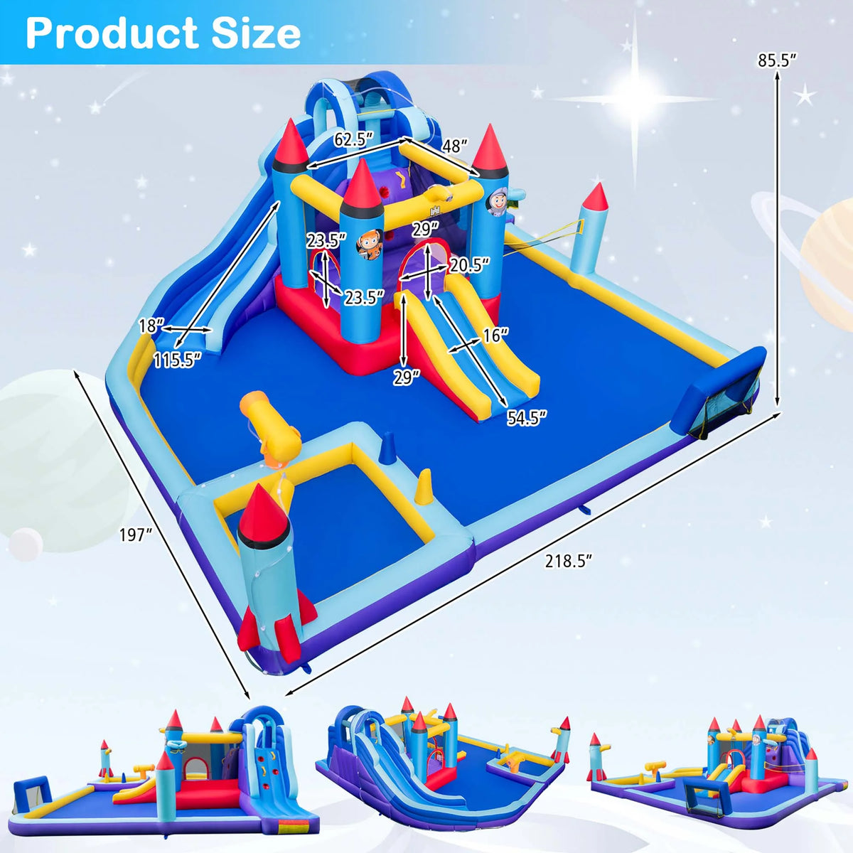 Inflatable Water Slide Park with 2 Slides Splash Pool W14544