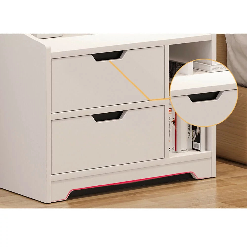 White 2 Drawer Bedside Table D282