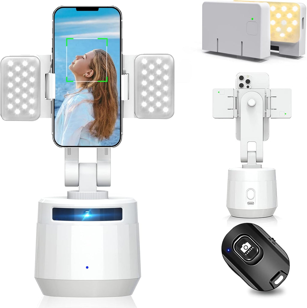 Pack of 2 Auto Face Tracking Phone Holder with Remote and Fill Light I69028