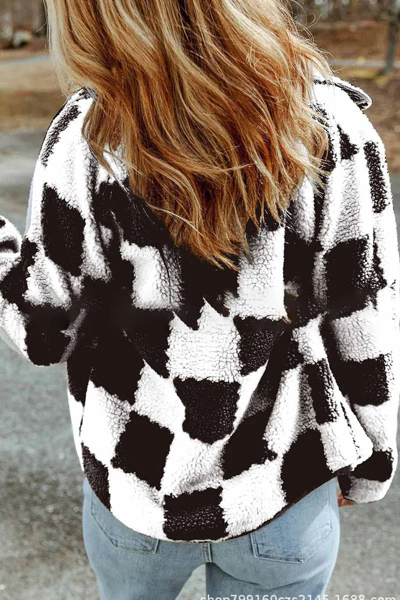 Solid Patchwork Turndown Collar Outerwear Q213
