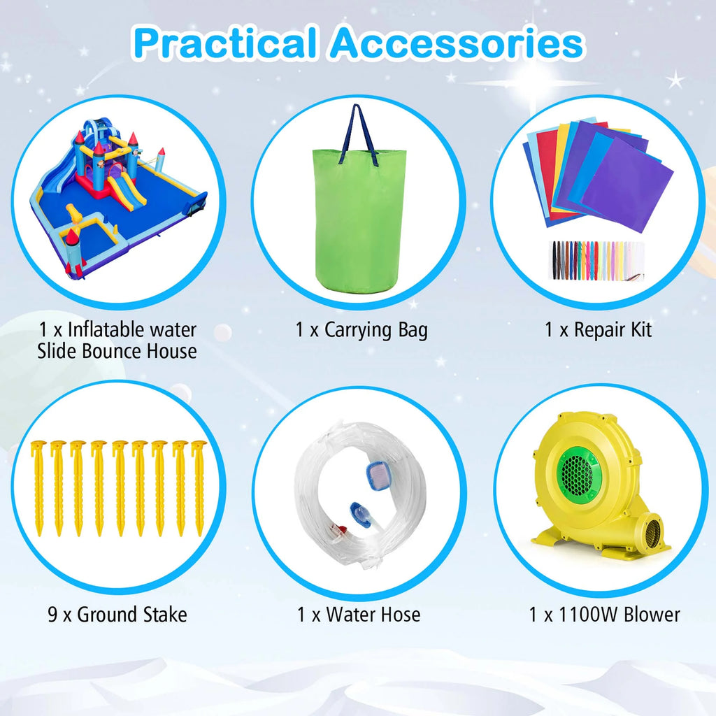Inflatable Water Slide Park with 2 Slides Splash Pool W14544