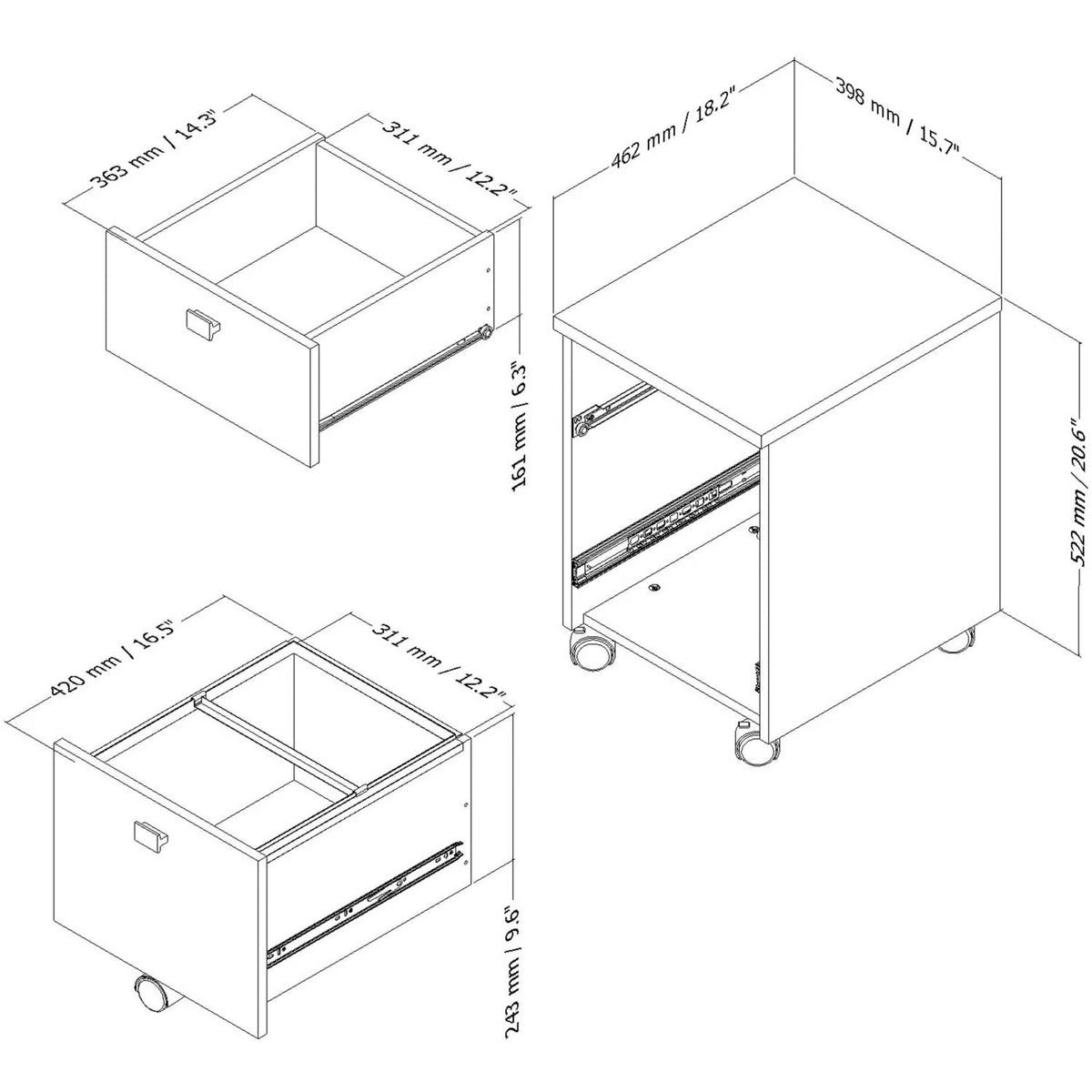2 Drawer Vertical Wood Filing Cabinet L3496