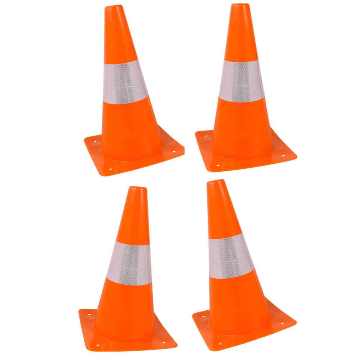 12 Hardware Plastic Safety Cone with Reflective Strip Collar G131366