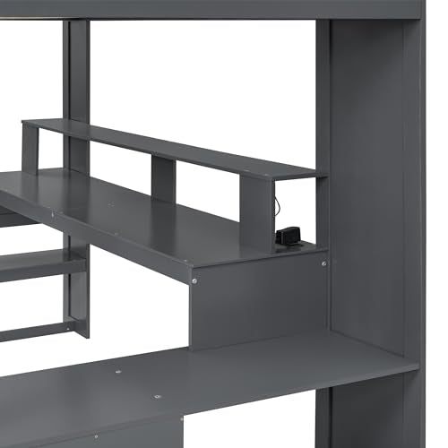 Full Size Wood Gaming Bed with Desk and Wardrobe Z7555