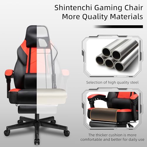 Grey Gaming Chair with Footrest and Lumbar Support W53039