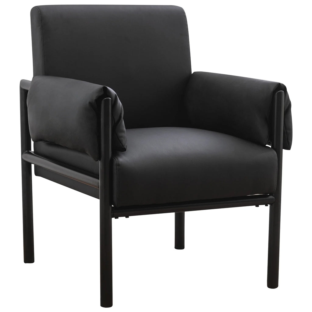 Black PU Leather Chair with Extended Arms and Backrest I872