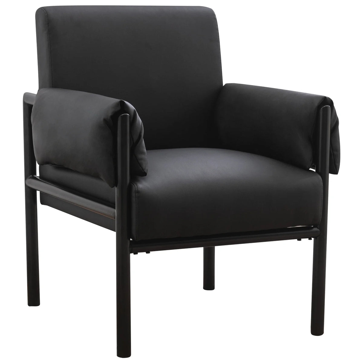 Black PU Leather Chair with Extended Arms and Backrest I872