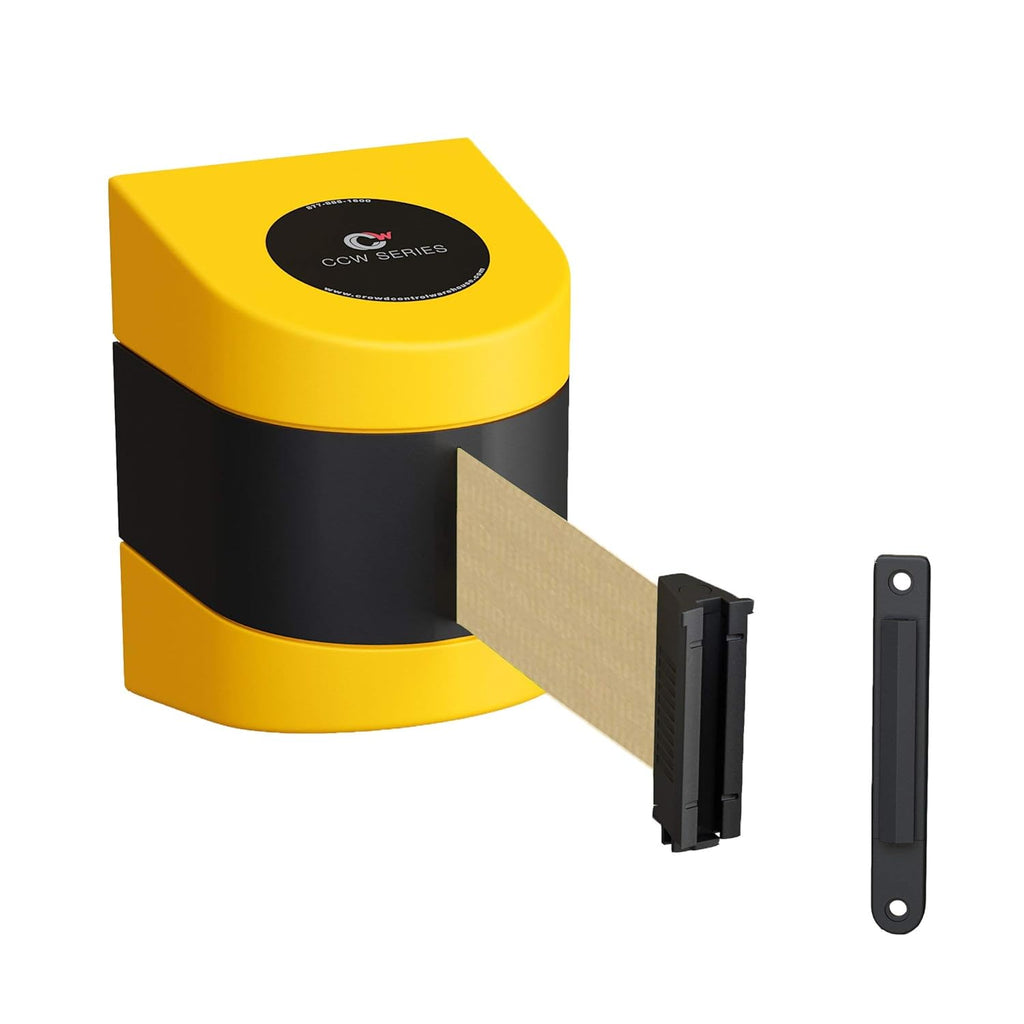 Yellow Wall Mounted Retractable Belt Barrier with Yellow ABS Case V17351