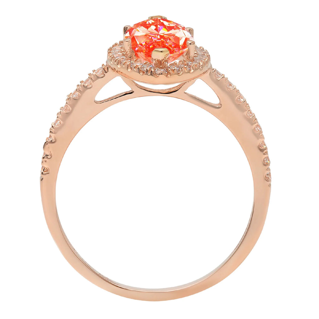 2.38ct Marquise Cut Red Simulated Diamond 18k Pink Rose Gold Halo Ring Size 10.25 I9753