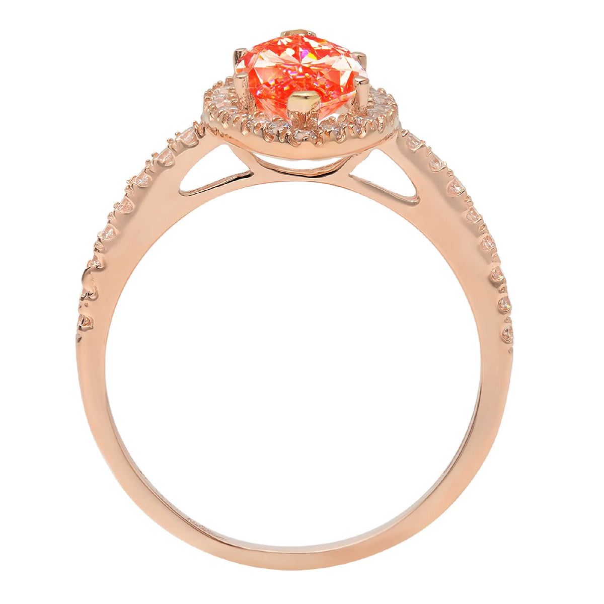 2.38ct Marquise Cut Red Simulated Diamond 18k Pink Rose Gold Halo Ring Size 10.25 I9753