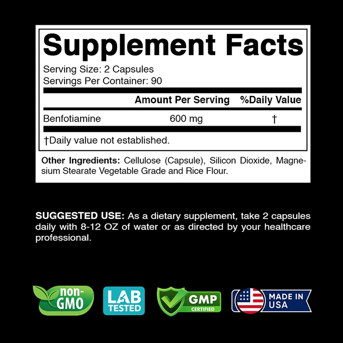 Benfotiamine 600mg 180 Vegetarian Capsules N56654
